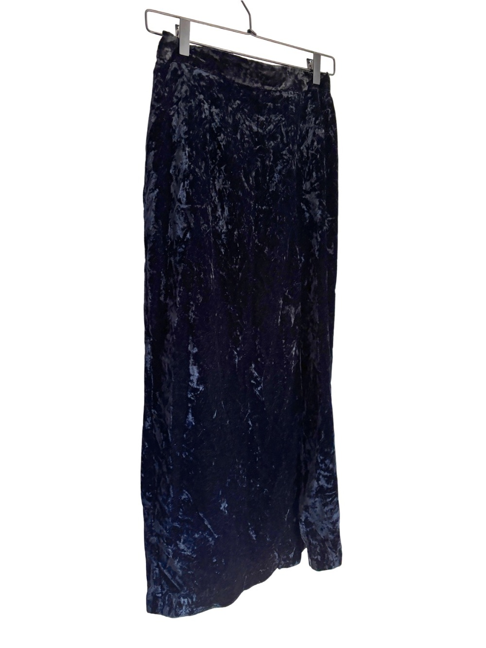 Vintage 90s My Michelle Crushed Velvet Maxi Skirt Black Slit Whimsigoth XS 25in